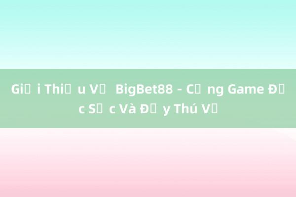 Giới Thiệu Về BigBet88 - Cổng Game Đặc Sắc Và Đầy Thú Vị