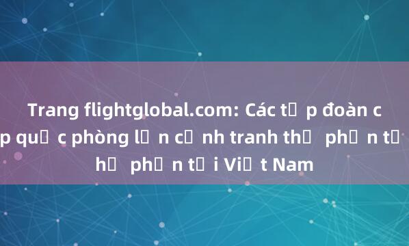 Trang flightglobal.com: Các tập đoàn công nghiệp quốc phòng lớn cạnh tranh thị phần tại Việt Nam