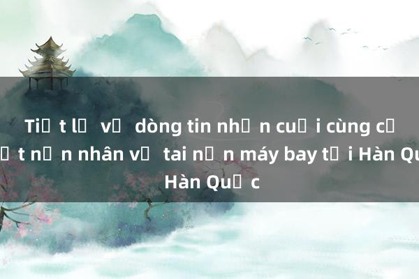 Tiết lộ về dòng tin nhắn cuối cùng của một nạn nhân vụ tai nạn máy bay tại Hàn Quốc